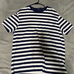 Mens Polo Ralph Lauren Navy Blue/White Stripe Classic Shirt Size Large L